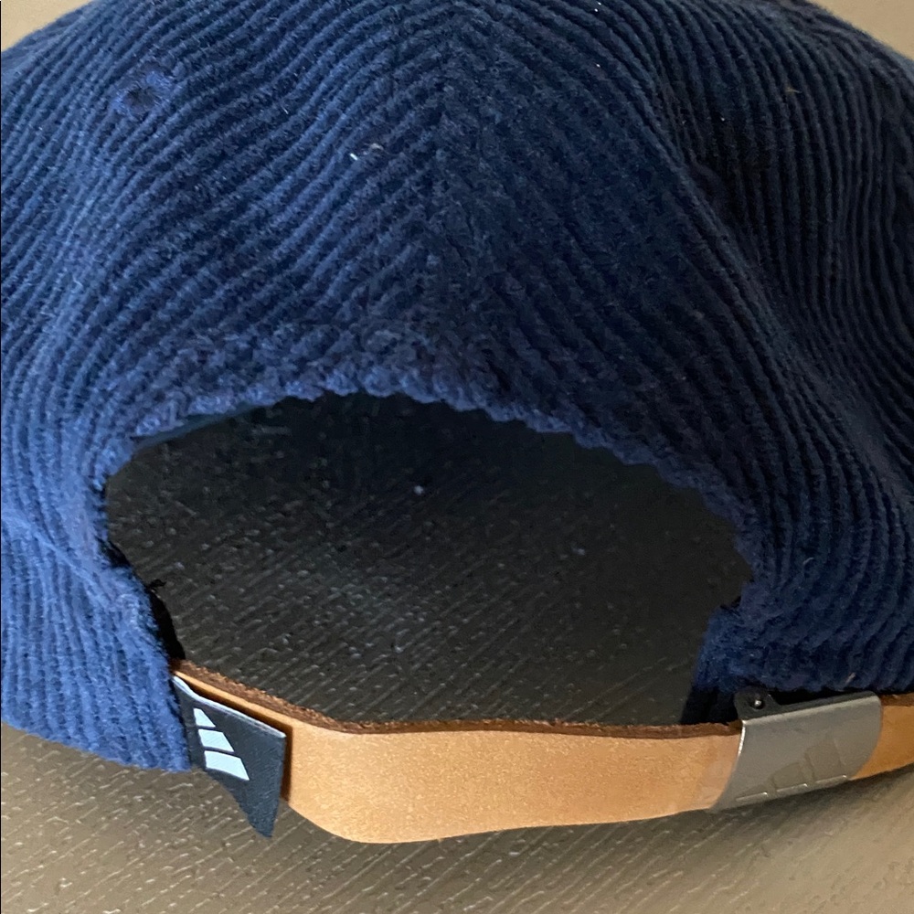 Adidas Golf Slideback Leather Cord Corduroy Hat Navy Blue OSFM Embroidered New - Picture 4 of 7